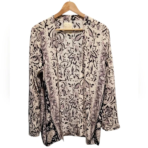 Chaser Silk Crepe De Chine Kimono Floral Print Size M - Picture 1 of 5